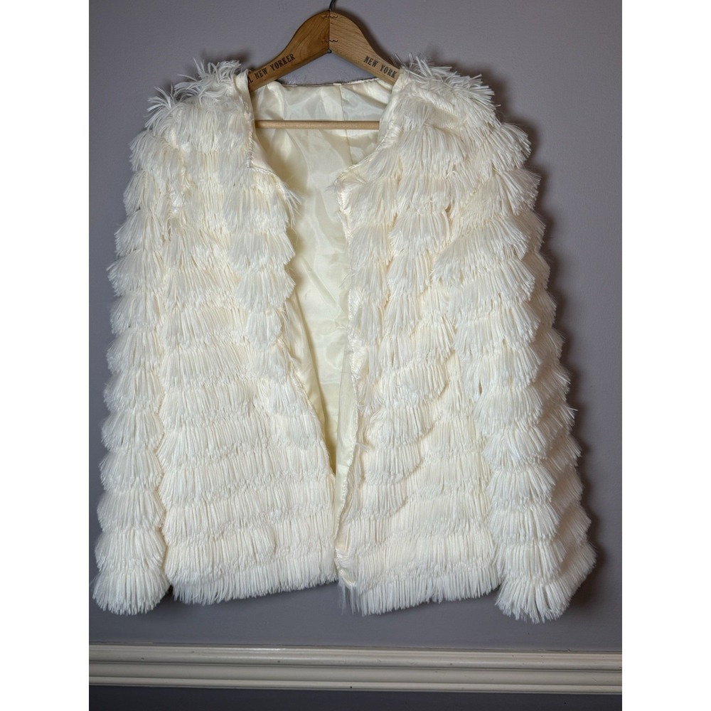 Ladies cream/ivory fringed jacket, size S unbranded‎